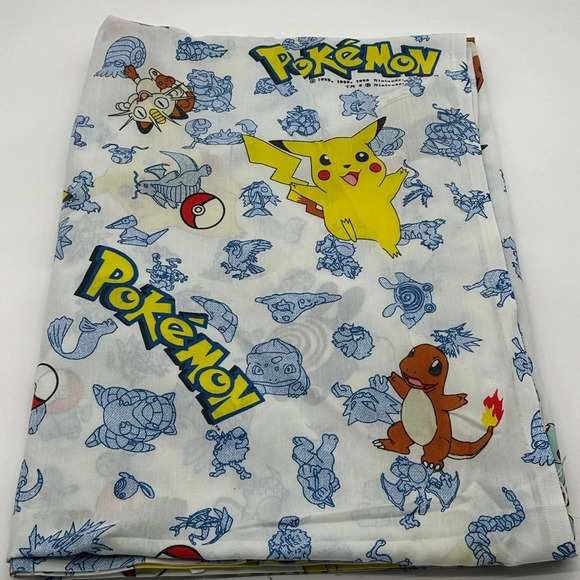 Pokemon TWIN Flat Sheet Fabric Craft Springs Nintendo Pikachu - Picture 1 of 6